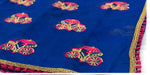 Womens Blue Color Pure Chanderi Cotton Saree With Embroidery Work