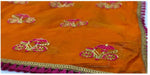Womens Orange Color Pure Chanderi Cotton Saree With Embroidery Work