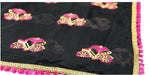 Womens Black Color Pure Chanderi Cotton Saree With Embroidery Work