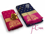 Womens Navy Color Pure Tusser Silk Saree With Butti Work