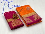 Womens Orange Color Pure Tusser Silk Saree With Butti Work