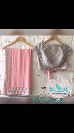 Womens Pink Color Crape Saree With Embroidery Coding Work