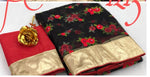 Womens Black Color Pure Soft Mono Net Saree With Embroidery with Gota Work