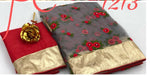 Womens Grey Color Pure Soft Mono Net Saree With Embroidery with Gota Work