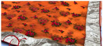 Womens Orange Color Pure Soft Mono Net Saree With Embroidery with Gota Work