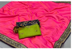 Womens Pink Color Pure Original Sana Saree With Embroidery Work