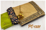 Womens Beige Color Pure Original Sana Saree With Embroidery Work