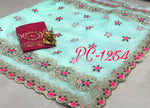 Womens C-Green Color Organza Saree With Embroidery Work