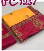 Womens Yellow Color Vichitra Silk Saree With Embroidery Zari & Butti Work
