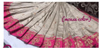 Womens Grey Color Vichitra Silk Saree With Embroidery Zari & Butti Work