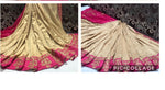 Womens Chiku Color Vichitra Silk Saree With Embroidery Zari & Butti Work