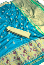 Womens SkyBlue Color Silk Saree With Butta Work