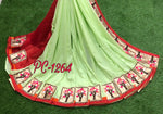Womens Green Color Vichitra Silk Saree With Embroidery Work
