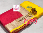Womens Pink Color Chanderi Cotton Saree With Plain With Lace Work