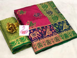Womens Pink Color Soft Banarasi Silk Saree With Heavy Mina & Zari Weaving Work