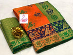 Womens Orange Color Soft Banarasi Silk Saree With Heavy Mina & Zari Weaving Work