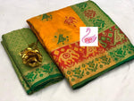 Womens Musturd Color Soft Banarasi Silk Saree With Heavy Mina & Zari Weaving Work