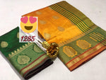 Womens Musturd Color Crystel Silk Saree With Chit Pallu Work