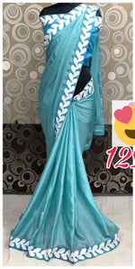 Womens SkyBlue Color Rangoli Silk Saree With Embroidery Work