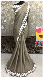 Womens Grey Color Rangoli Silk Saree With Embroidery Work