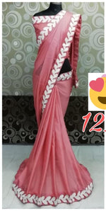 Womens Pink Color Rangoli Silk Saree With Embroidery Work