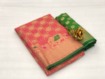 Womens Peach Color Patola Silk Saree With Zari Work