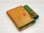 Womens Musturd Color Patola Silk Saree With Zari Work