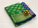 Womens Green Color Patola Silk Saree With Zari Work