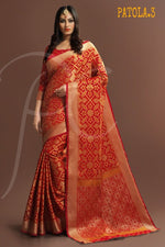 Womens Red Color Soft Cotton Silk Saree With Printed Work