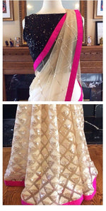 Womens Pink Color Nailon Mono Net Saree With Blouse