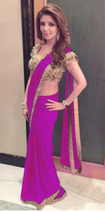 Womens Pink Color GEORGETTE Saree With Blouse