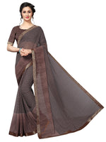 Womens Chocolate Color Georgette Saree With Printed Work