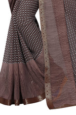 Womens Chocolate Color Georgette Saree With Printed Work