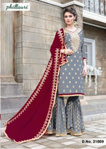 Women Gray Color Printed Ethnic Desighn Salwar Suit