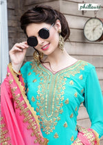 Women Sky Blue Color Printed Ethnic Desighn Salwar Suit