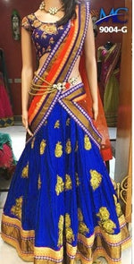 Womens Royal Blue Color  SATIN Lehanga Choli