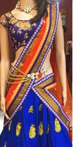Womens Royal Blue Color  SATIN Lehanga Choli