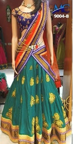 Womens Rama Color  SATIN Lehanga Choli