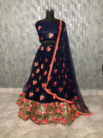 Womens NavyBlue Color Heavy Soft Mono Net Lehanga Choli