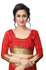 Stylish Red Color Cotton Saree