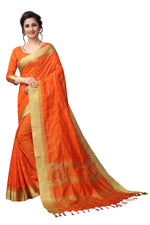 Stylish Orange Color Cotton Saree