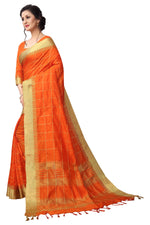 Stylish Orange Color Cotton Saree
