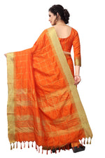 Stylish Orange Color Cotton Saree