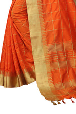 Stylish Orange Color Cotton Saree