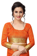 Stylish Orange Color Cotton Saree
