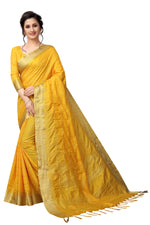 Stylish Yellow Color Cotton Saree