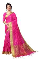 Stylish Pink Color Cotton Saree