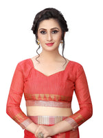 Heavy Look Cotton Silk Cheks Saree