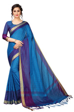 New Designer Cotton Silk Sky Blue Saree