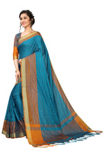 New Designer Cotton Silk Turquoise Saree